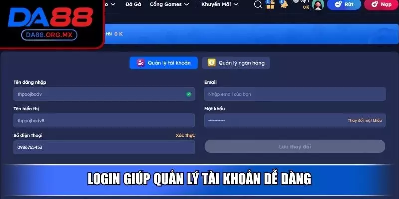 Login giúp quản lý tài khoản dễ dàng